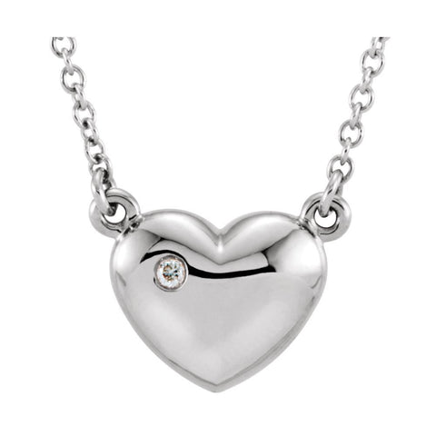 14k White Gold .01 CTW Diamond Heart 16.5" Necklace