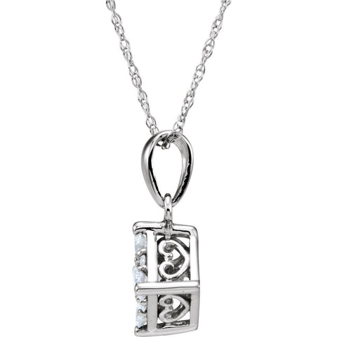 14k White Gold 1/3 CTW Diamond Cluster Necklace