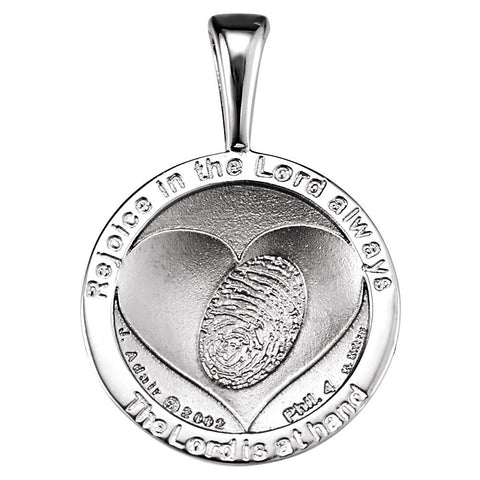 14k White Gold 27.6x19.1mm Heart print Storm Pendant