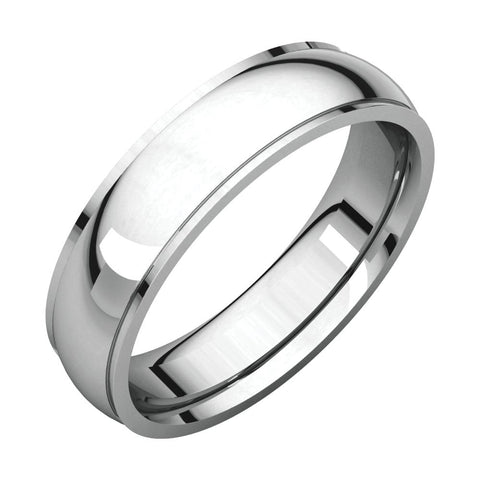 14k White Gold 5mm Comfort Fit Edge Band , Size 10