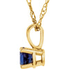 14k Yellow Gold Imitation Blue Sapphire " September" Birthstone 14" Necklace
