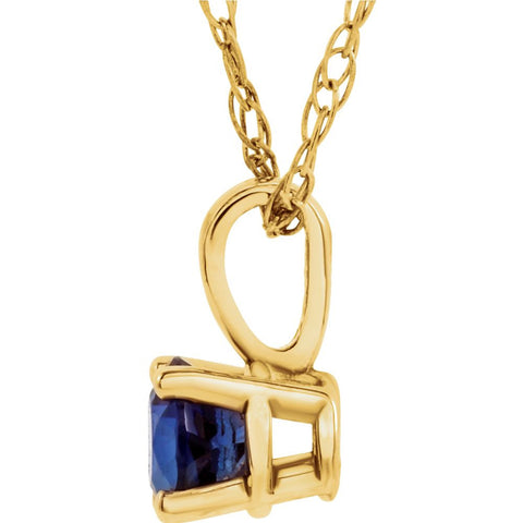 14k Yellow Gold Blue Sapphire "September" Birthstone 14" Necklace