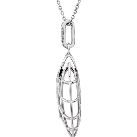14k White Gold .06 CTW Diamond Nest Design 18" Necklace