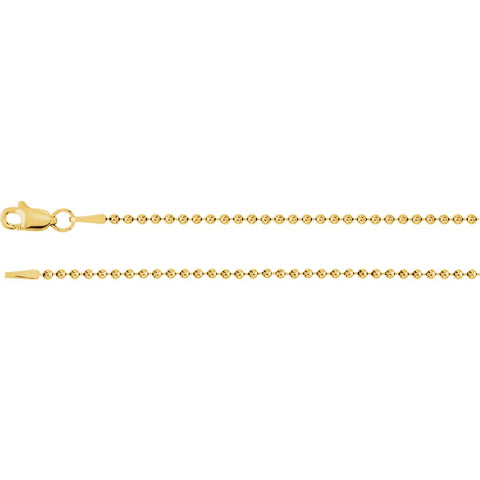 14k Yellow Gold 1.5mm Bead 20" Chain