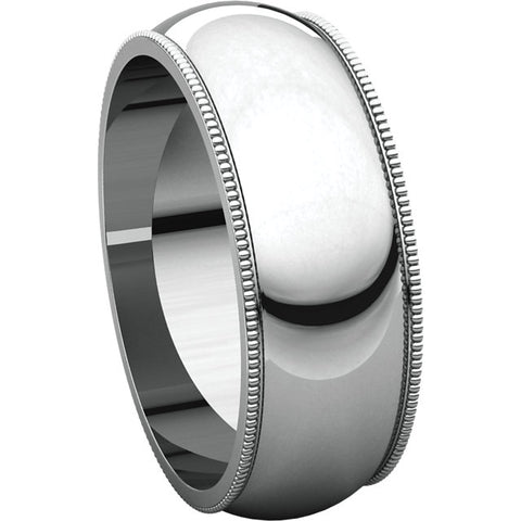 10k White Gold 7mm Milgrain Band, Size 13