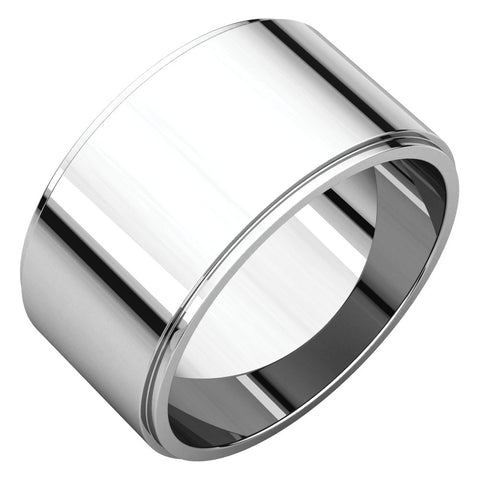 14k White Gold 10mm Flat Edge Band, Size 11