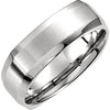 14k White Gold 7mm Beveled Edge Carved Comfort-Fit Wedding Band for Men, Size 9.5