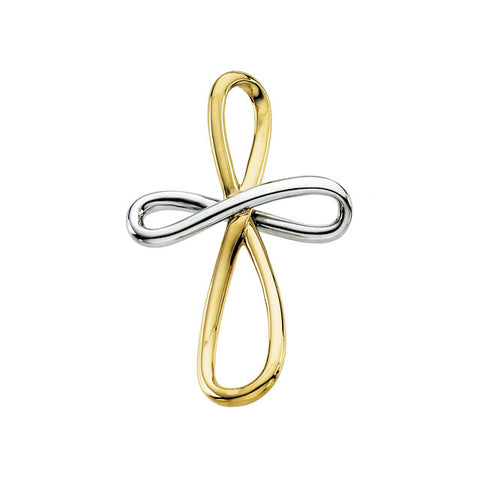 14K Yellow & White Metal Fashion Cross Pendant