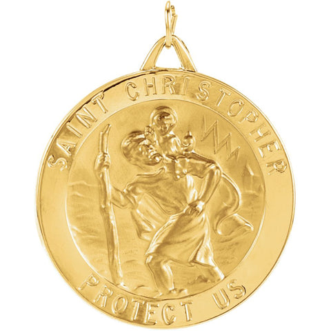 14k Yellow Gold 33mm St. Christopher Medal