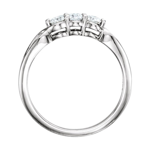 14k White Gold 1/3 CTW Diamond Three-Stone Ring , Size 7