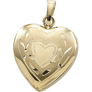 14k Yellow Gold Heart Shape Locket
