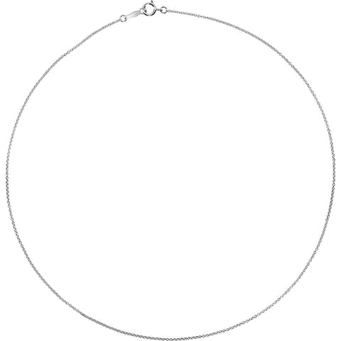 14k White Gold 1mm Solid Cable 18" Chain