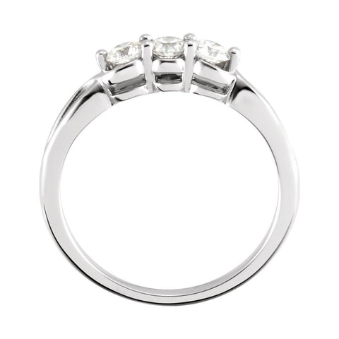 14k White Gold 1/2 CTW Diamond Three-Stone Ring , Size 7