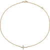 14k Yellow Gold 1/5 ctw. Diamond Sideways Cross 16-18-inch Necklace