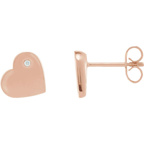 Sterling Silver Diamond Accented Heart Earrings