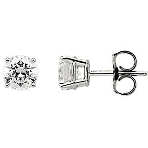 14k White Gold 5mm Cubic Zirconia Earrings