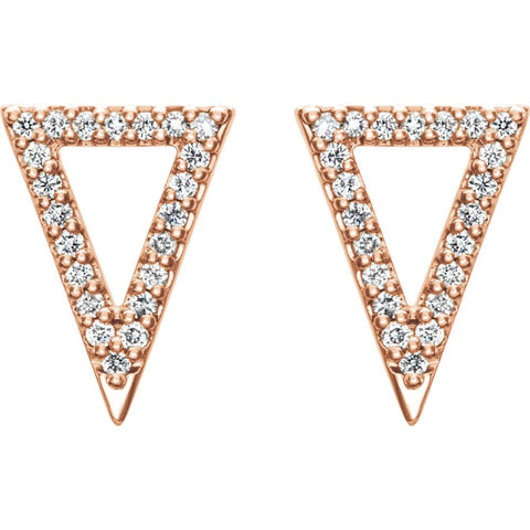 14k Rose Gold 1/4 CTW Diamond Triangle Earrings