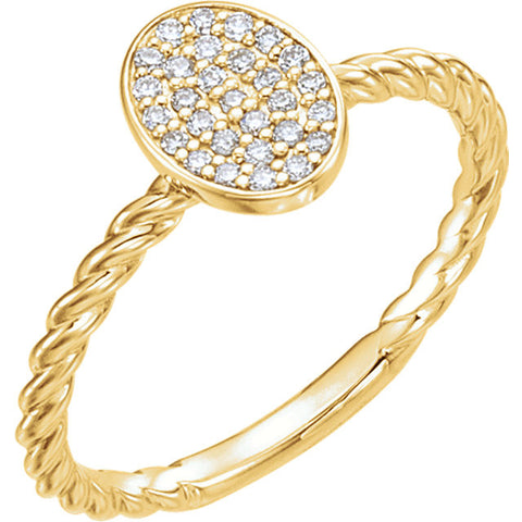 14k Yellow Gold 1/6 CTW Diamond Rope Cluster Ring, Size 7