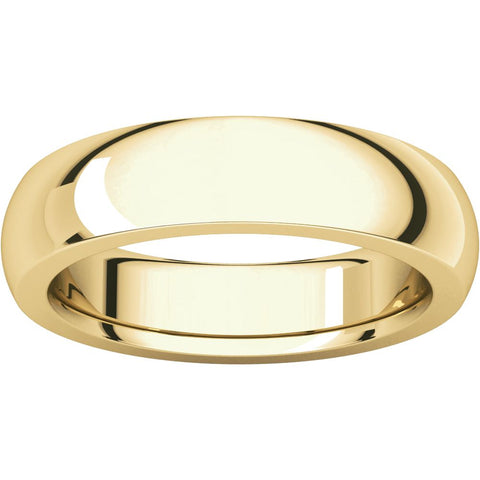 14k Yellow Gold 5mm Heavy Comfort Fit Band, Size 5.5