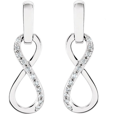 14k White Gold 1/10 CTW Diamond Infinity-Inspired Earrings