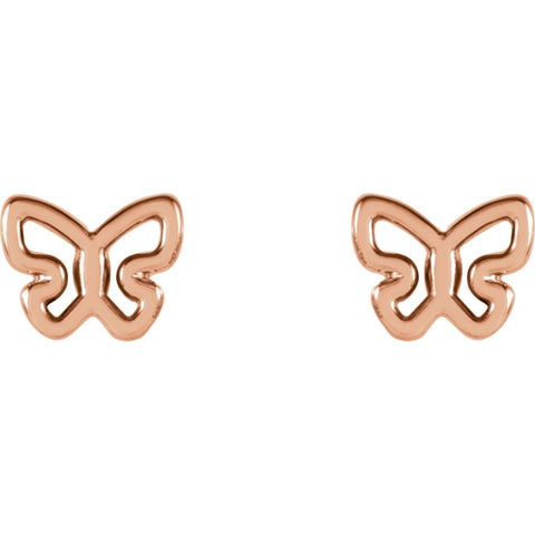 14k Rose Gold Butterfly Earrings