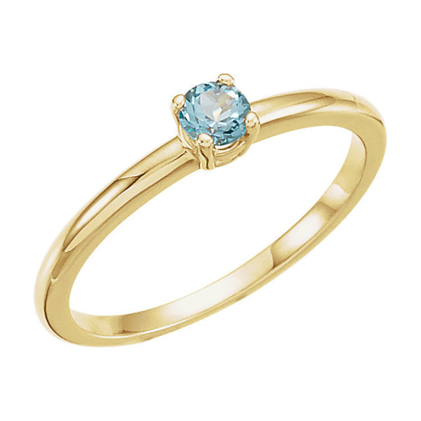 14k Yellow Gold Swiss Blue Topaz "December" Youth Birthstone Ring, Size 3