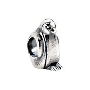 Sterling Silver 11.25x8mm Penguin Slider Bead