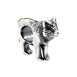 Sterling Silver 15x12mm Wolf Bead Charm