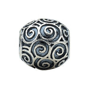 Sterling Silver 11.5x11mm Round Scroll Bead