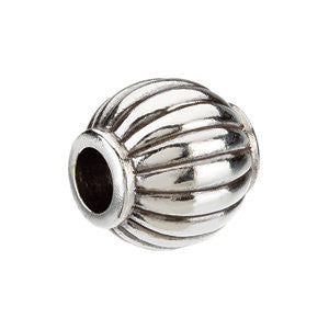 Sterling Silver 11.75x11.25mm Round Fluted Bead
