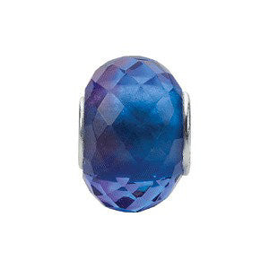 Sterling Silver 15x10mm Blue & Purple Faceted Glass Bead
