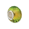 Sterling Silver 15x10mm Green & Yellow Faceted Glass Bead