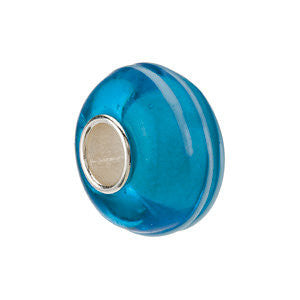 Sterling Silver 15x9mm Turquoise Bead with Blue Stripes