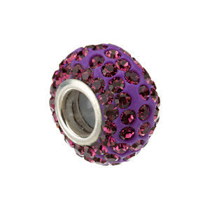 Sterling Silver Kera® Roundel Bead with Pavé Purple Crystals
