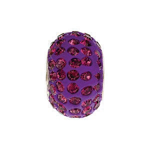 Sterling Silver Kera® Roundel Bead with Pavé Purple Crystals