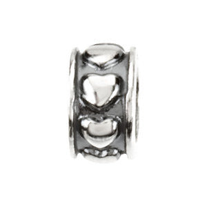 Sterling Silver 4mm Hearts Spacer Bead