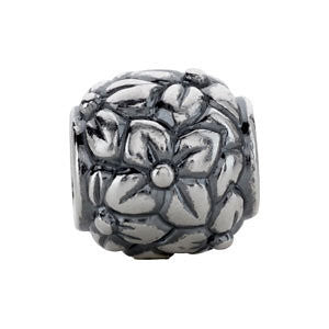 Sterling Silver 10.9mm Floral-Inspired Round Bead