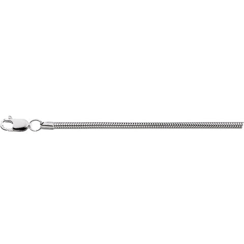 Sterling Silver 2mm Round Snake 16" Chain