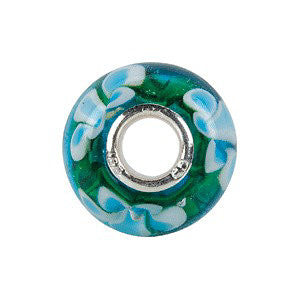 Sterling Silver 14x10mm Blue Turquoise Flower Glass Bead