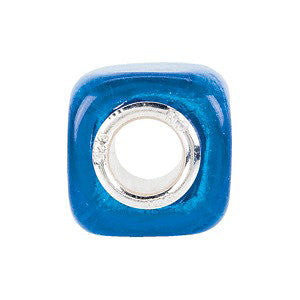 Sterling Silver 12x12mm Turquoise Square Glass Bead