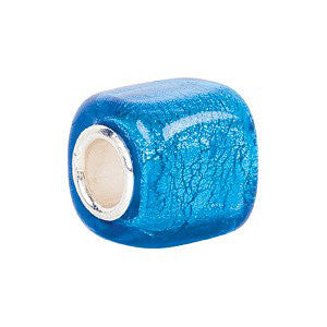 Sterling Silver 12x12mm Turquoise Square Glass Bead