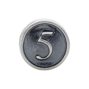 Sterling Silver Numeral #5 Cylinder Bead