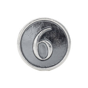 Sterling Silver Numeral #6 Cylinder Bead