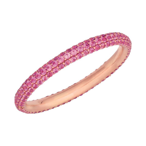 14k Rose Gold Pavé Eternity Band, Size 7.5