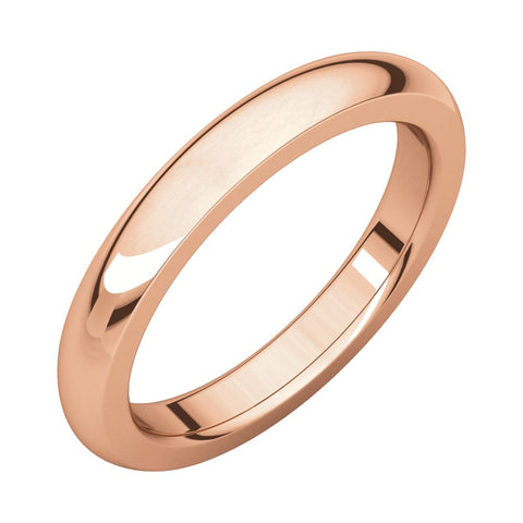 14k Rose Gold 3mm Heavy Comfort Fit Band, Size 7