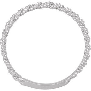 14k White Gold 2mm Twisted Rope Band, Size 7