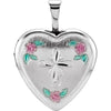 15.75x15.75 mm Tri Color Fancy Cross Locket in Sterling Silver