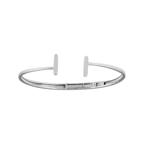 14k White Gold Hinged Cuff Bar Bracelet 7"