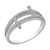 Sterling Silver Cubic Zirconia Sideways Cross Ring, Size 7