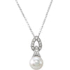 14k White Gold 8mm Freshwater Cultured Pear & 1/10 ctw. Diamond 18-inch Necklace